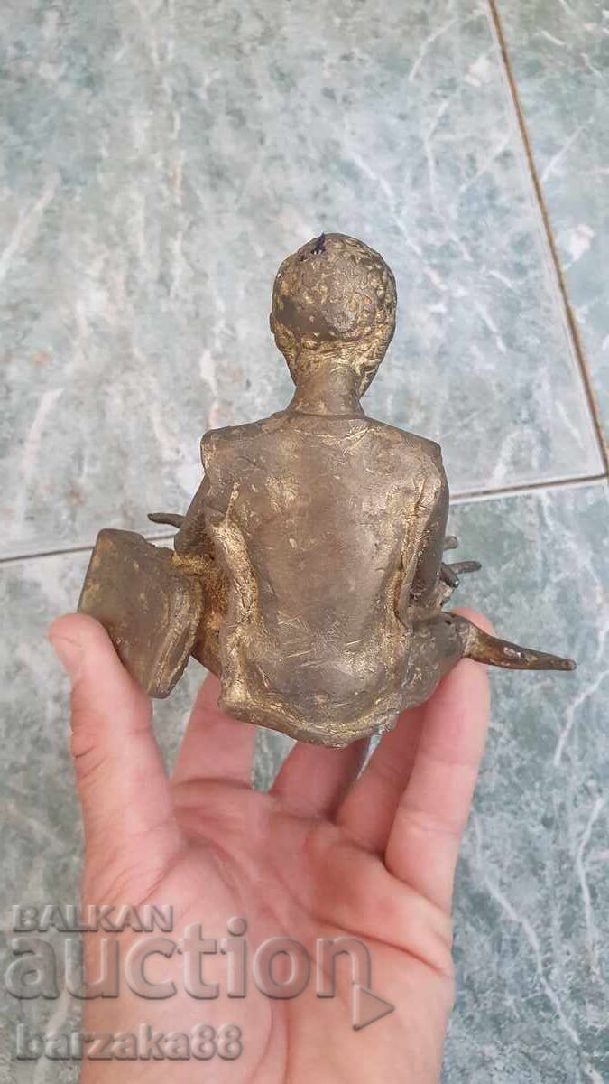 Statuetă veche din bronz africană - 7