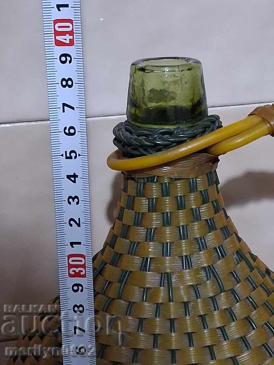 Old woven demijohn, bottle with weave, bottle, glass - 5
