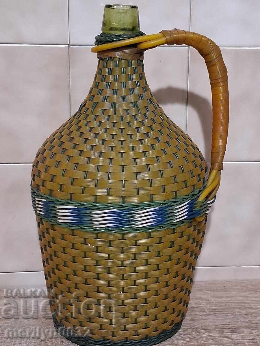 Old woven demijohn, bottle with weave, bottle, glass - 7
