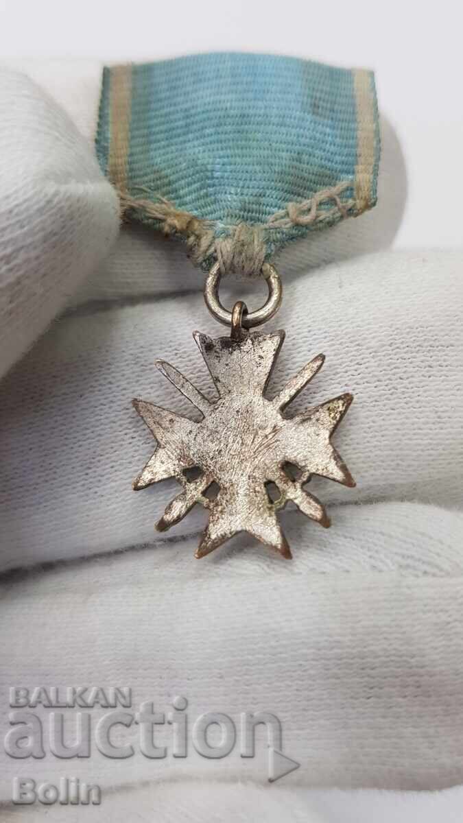 Livrarea Miniatură rară a Crucii de Război pentru Vitejie - 1912-1913
