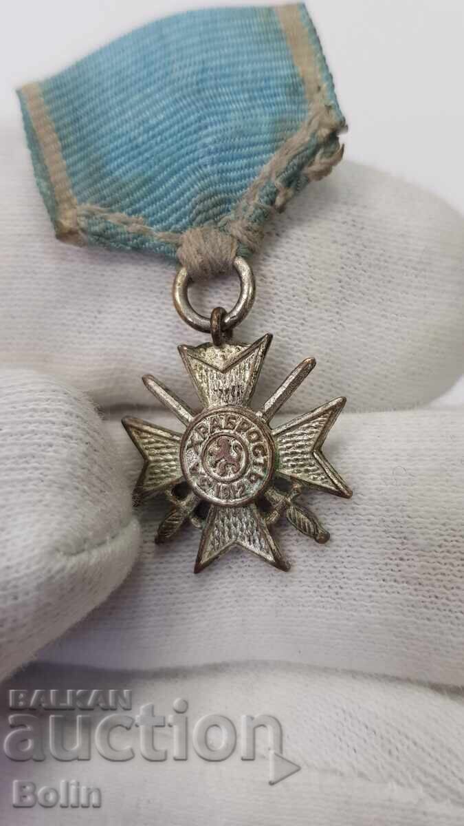 Miniatură rară a Crucii de Război pentru Vitejie - 1912-1913 - 5