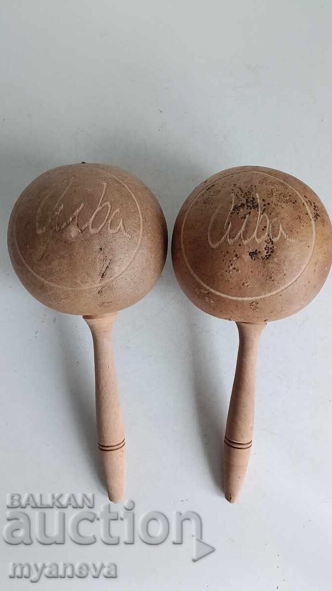 Maracas cubaneze, fabricate din dovleac natural gol pe interior - 5