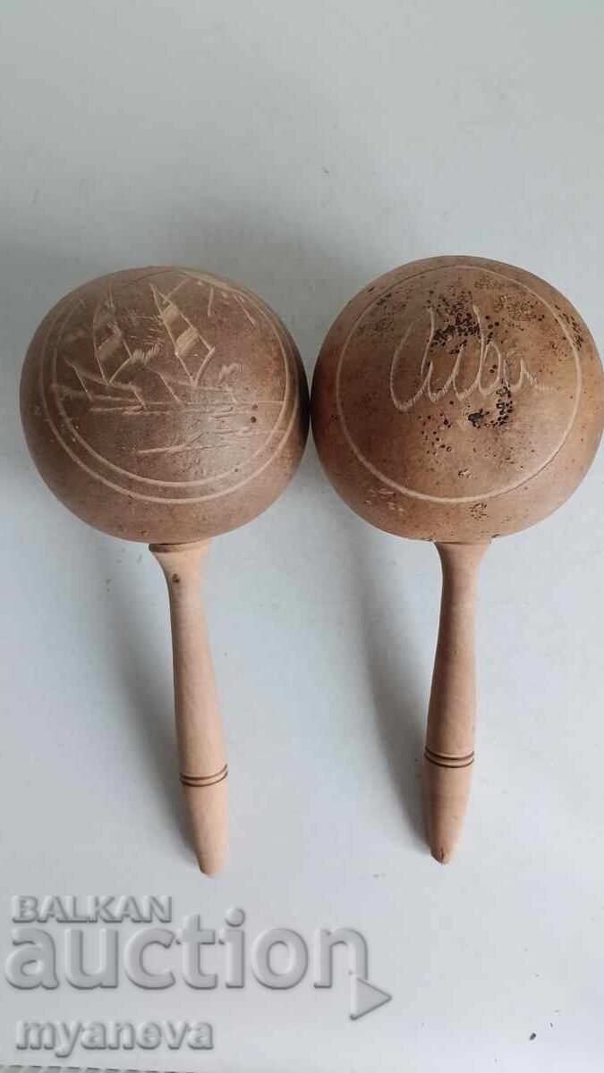 Maracas cubaneze, fabricate din dovleac natural gol pe interior - 6