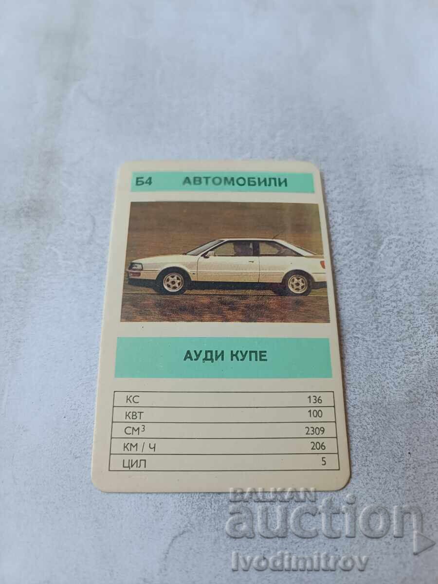 Pocket calendar Audi Coupe cars 1991 Pocket calendar Audi Coupe cars 1991