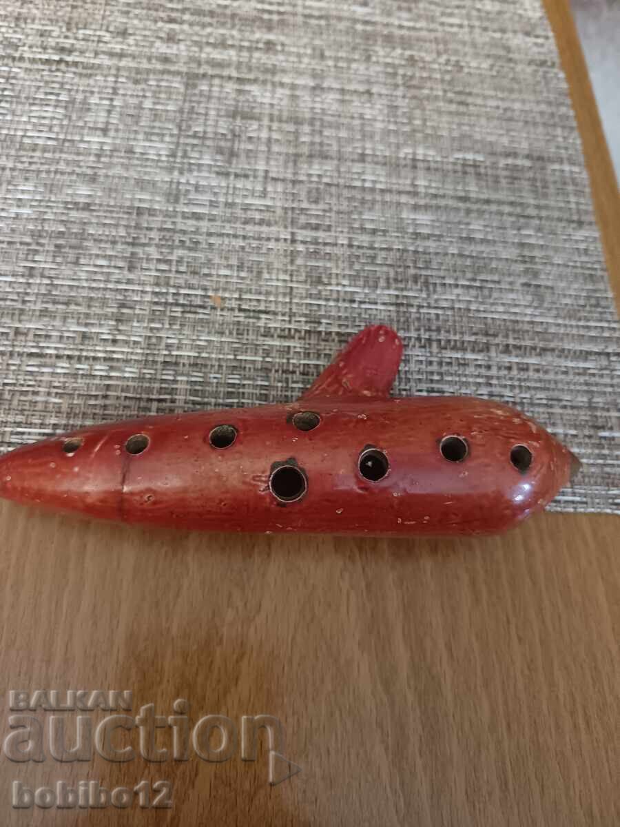 Licitație Ocarină veche din ceramică, instrument de suflat antic