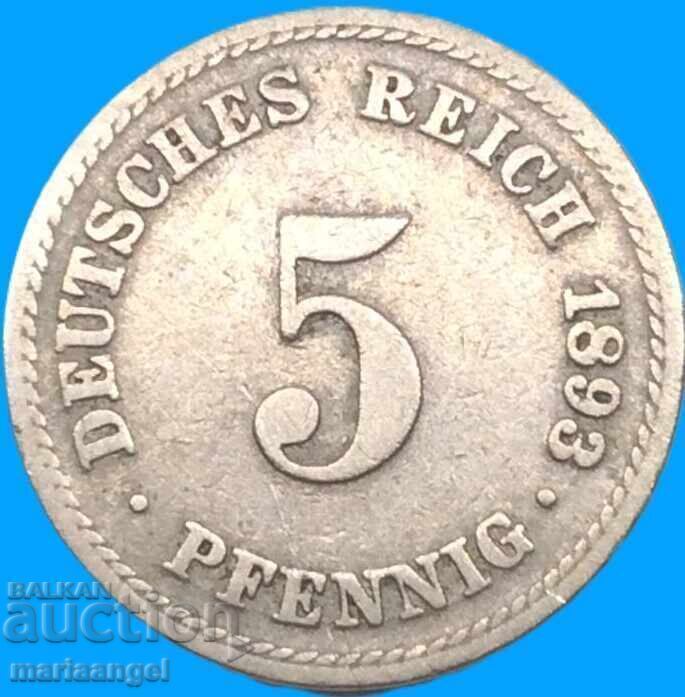 5 Pfennig 1893 A - Berlin Germany with price € 3.00 | 5.87 BGN