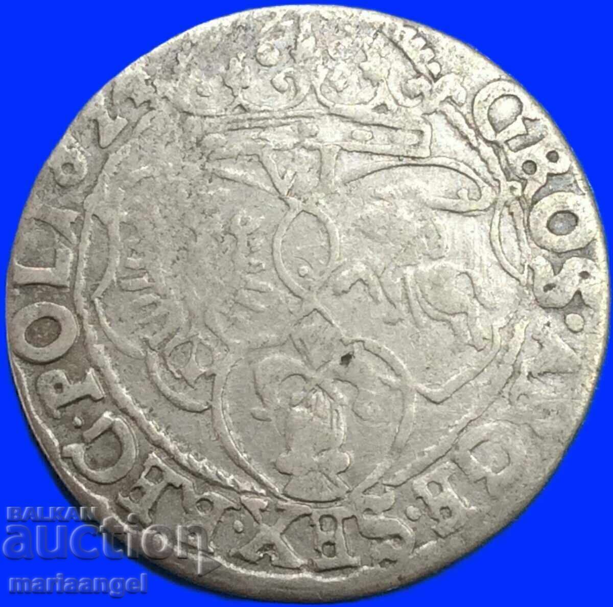 Полша 6 гроша (Шестак) 1624 Сигизмунд III Ваза сребр - рядък - 7
