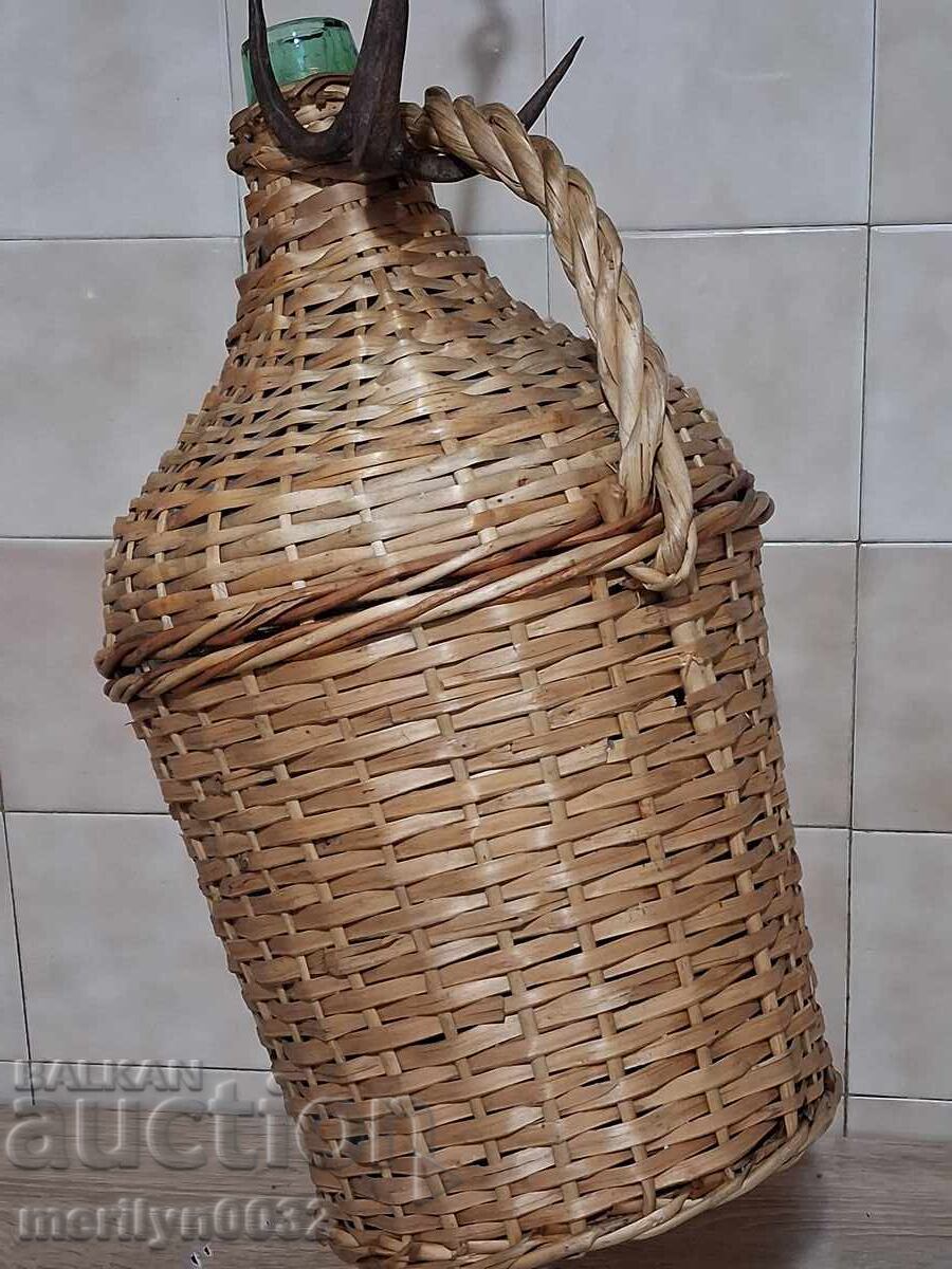 Licitație Damigeană veche împletită, sticlă împletită, sticlă, sticlă