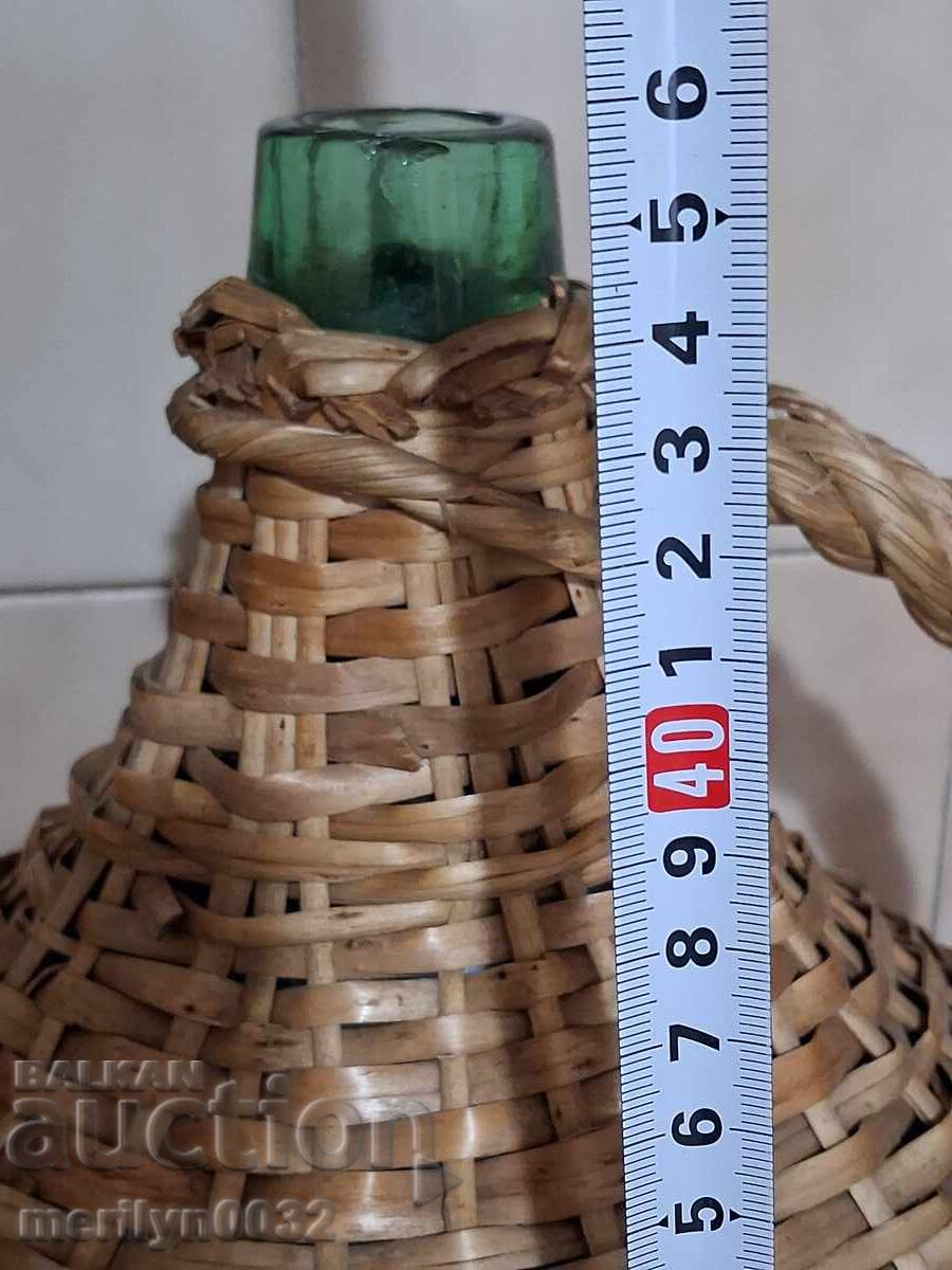Damigeană veche împletită, sticlă împletită, sticlă, sticlă - 7