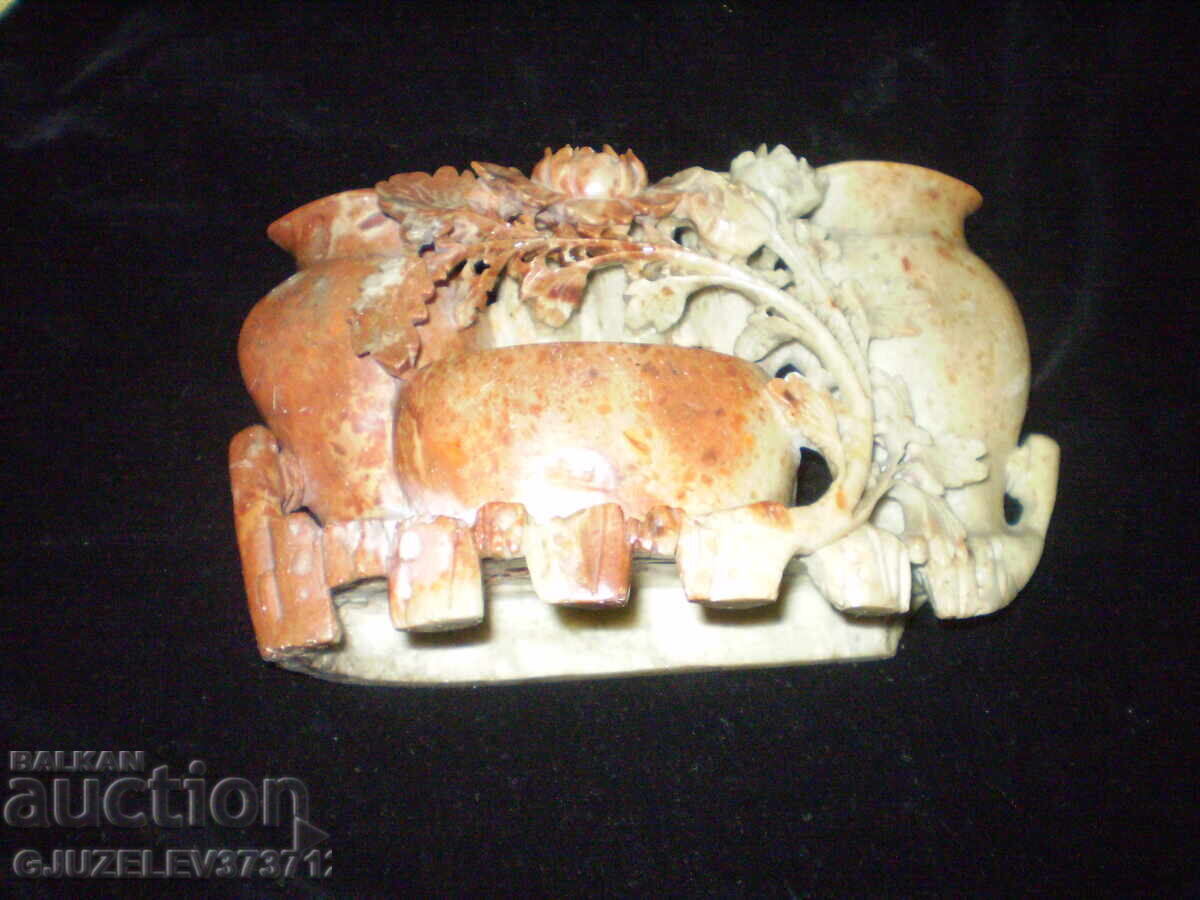 Hand-carved soapstone figurine vase floral motifs with price € 149.00 | 291.42 BGN