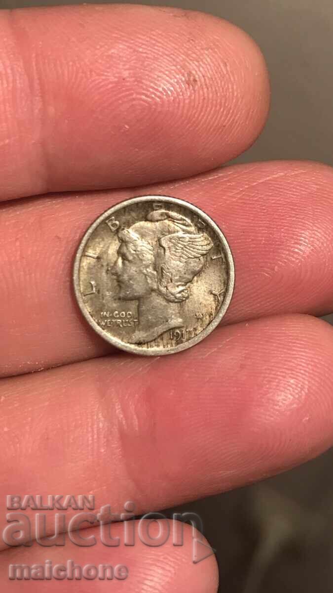 Ασημένιο One Dime 1917 ΗΠΑ με τιμή € 35.00 | 68.45 BGN