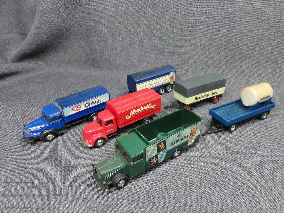 LOT DE MAȘINUȚE ȘI CAMIOANE VECHI RETRO 1/87 HO SERIA BERE