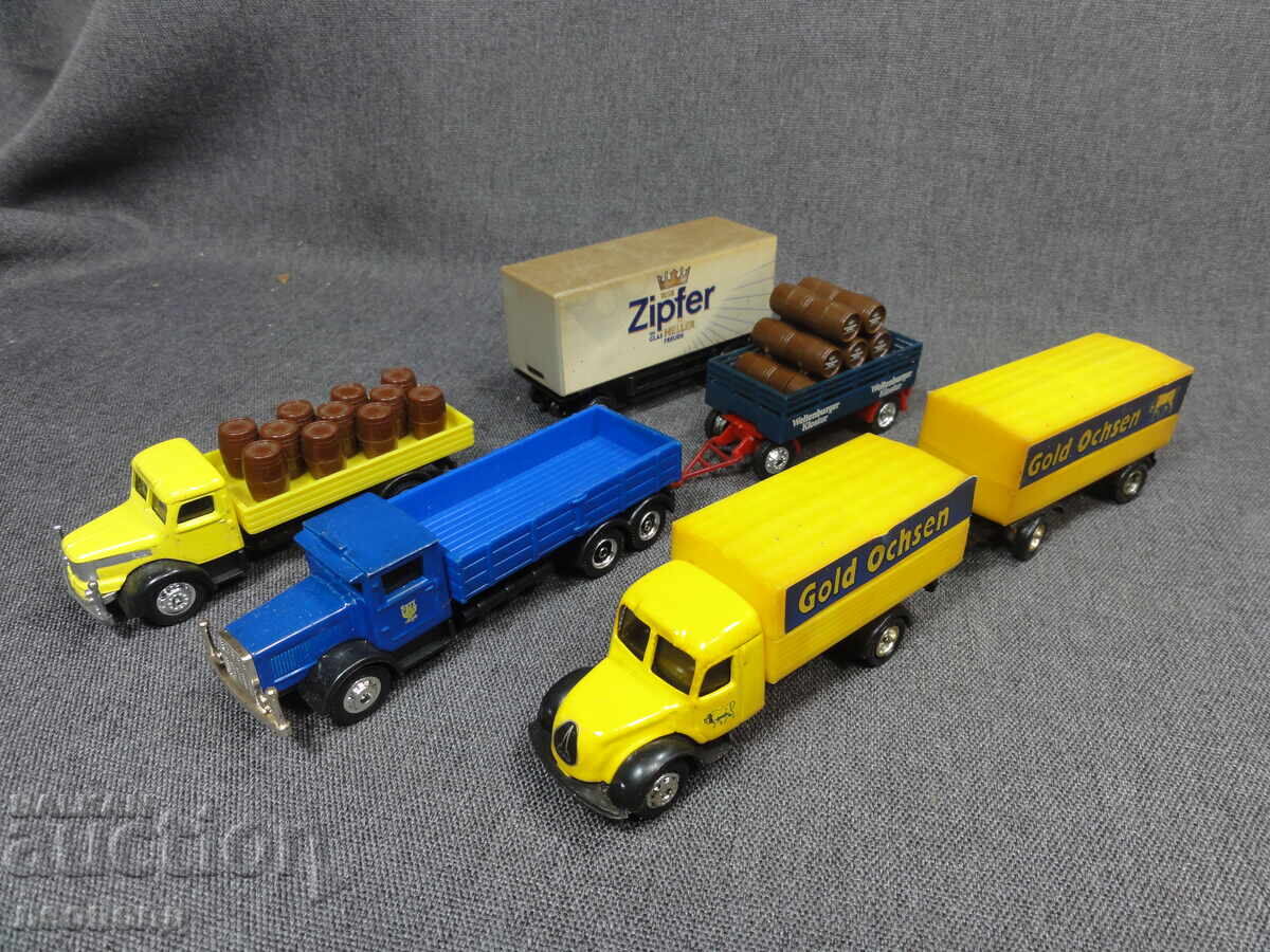 LOT DE MAȘINUȚE ȘI CAMIOANE VECHI RETRO 1/87 HO SERIA BERE