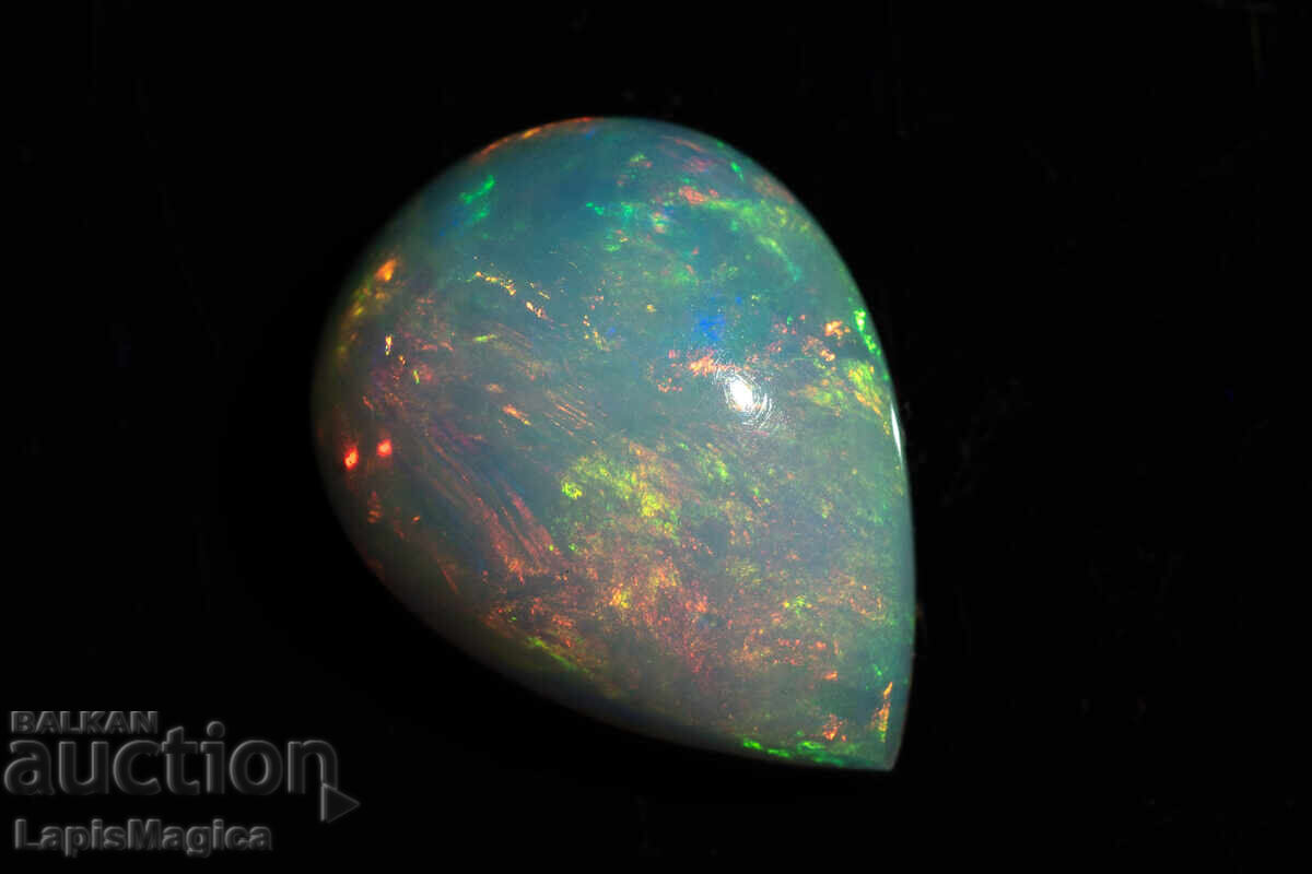 Licitație Opal etiopian natural 2,86ct 13x9,8mm caboșon picătură