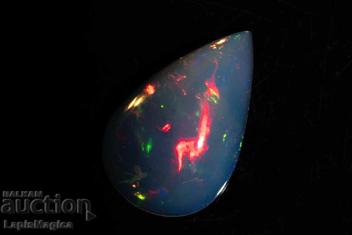 Livrarea Opal etiopian natural transparent, 2.90ct, formă pară, caboșon