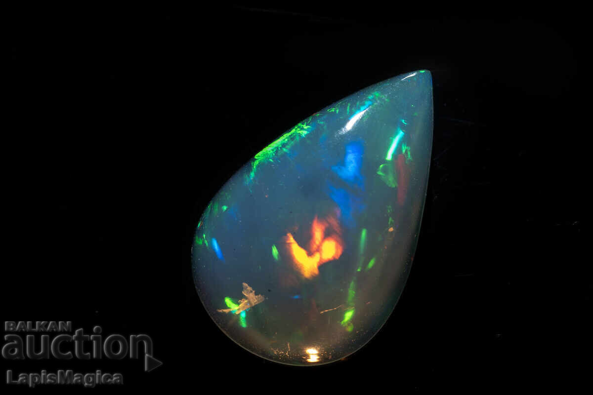 Opal etiopian natural transparent, 2.90ct, formă pară, caboșon - 5