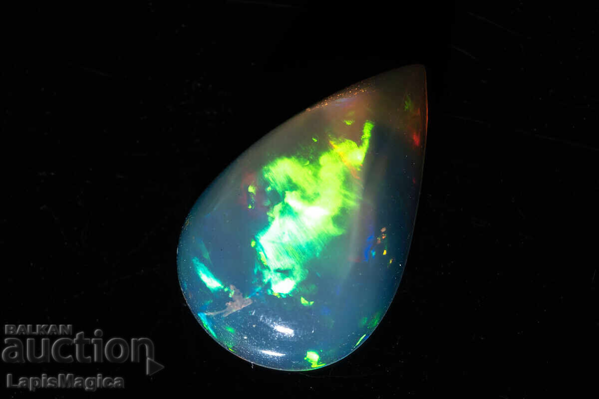 Opal etiopian natural transparent, 2.90ct, formă pară, caboșon - 6