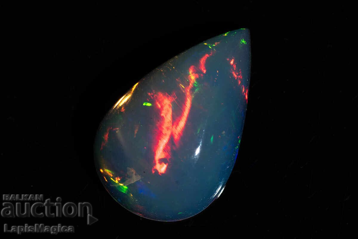 Opal etiopian natural transparent, 2.90ct, formă pară, caboșon - 7