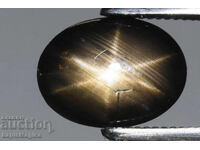 Safir stelat negru cu 6 raze 1.40ct netratat caboșon oval