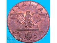 1938 5 centesimi Italy Eagle bronze