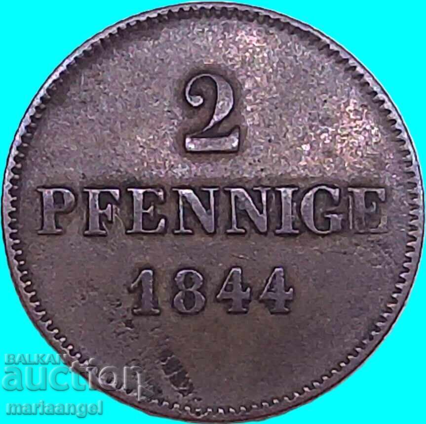 2 Pfennig 1844 Germania BAVARIA - RAR cu preț € 19.00 | 37.16 BGN