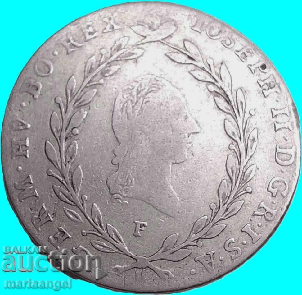 20 Kreuzers 1790 F Austria Hall Tirol argint - excepție rar - 6
