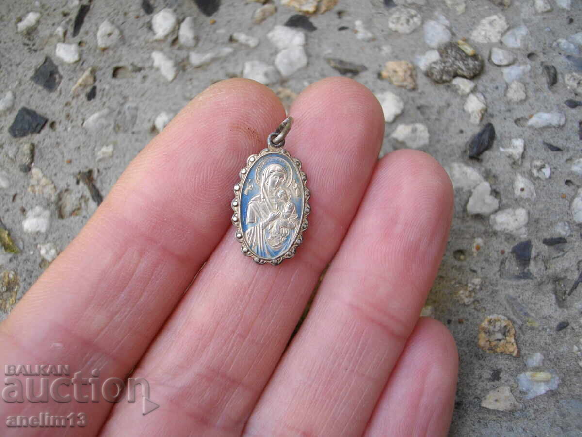Delivery of OLD SILVER PENDANT VIRGIN MARY ENAMEL