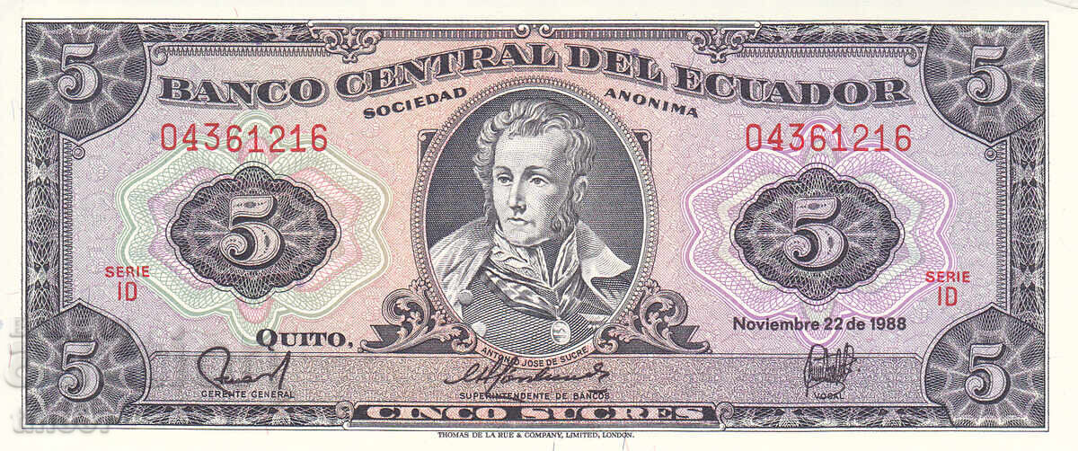 tino37- ECUADOR - 5 SUCRES - 1988 - UNC cu preț € 3.00 | 5.87 BGN