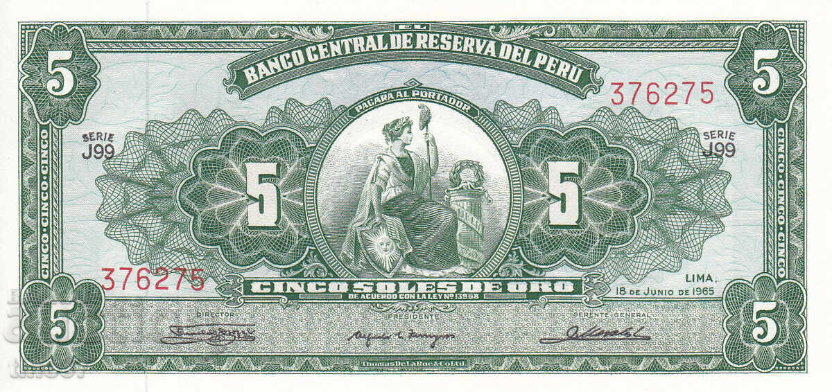 tino37 - PERU - 5 SOLES DE ORO - 1965 - UNC cu preț € 7.30 | 14.28 BGN