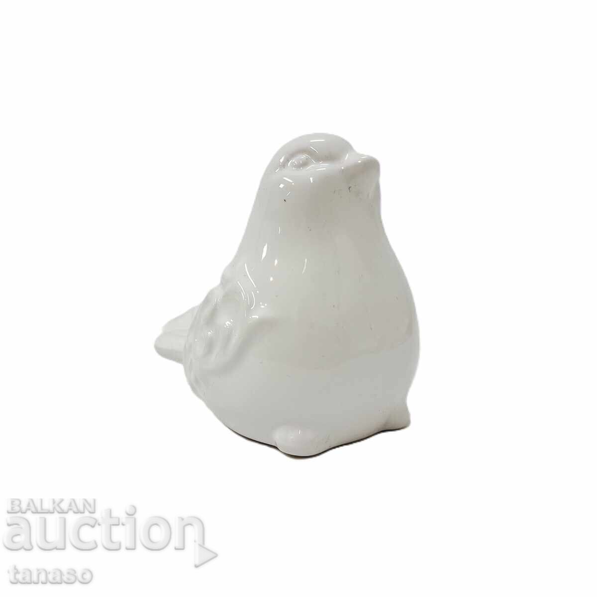 Licitație Figurină decorativă elegantă „Pasăre” – Albă glazurată (13.2)