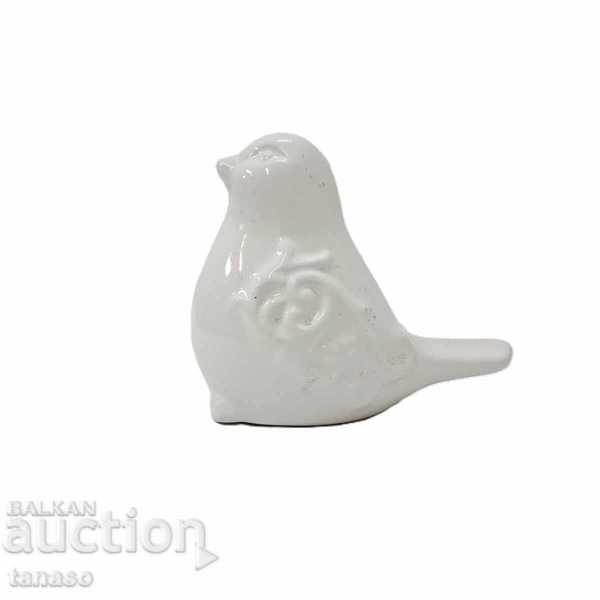 Figurină decorativă elegantă „Pasăre” – Albă glazurată (13.2)