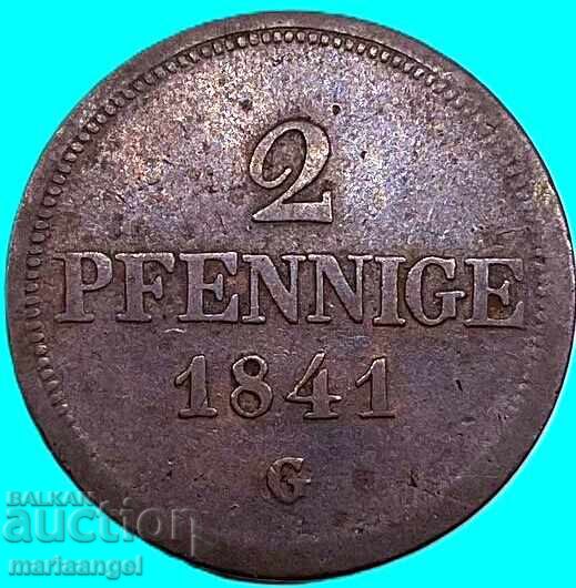 Saxonia 2 Pfennig 1841 Germania G - Allretburg - destul de rar - 5