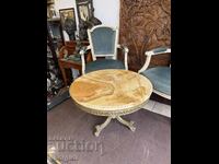 Măsuță de cafea rotundă în stil clasic cu onix și alamă. Nr. 8148