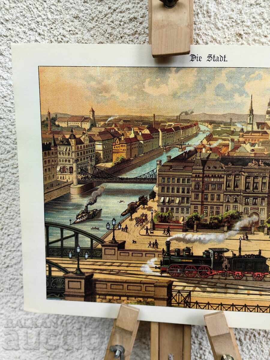 HIGH-QUALITY copy Lithograph Engraving Train Railway with price € 7.00 | 13.69 BGN