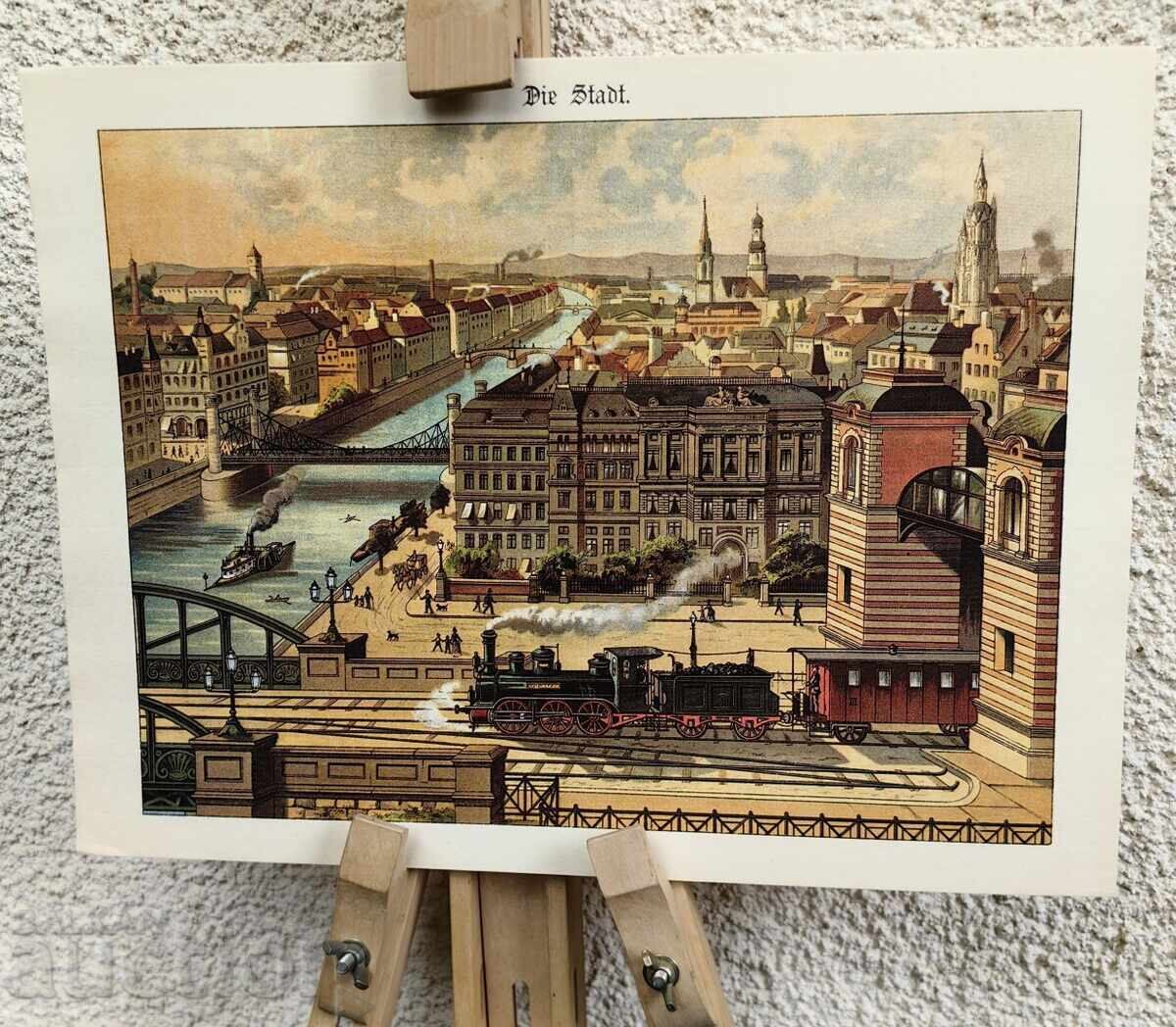 HIGH-QUALITY copy Lithograph Engraving Train Railway