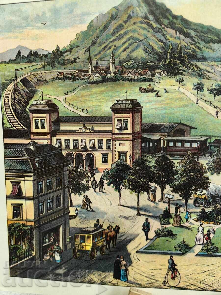 Livrarea Litografie copie de ÎNALTĂ CALITATE Gara Jeleznitsa Tren