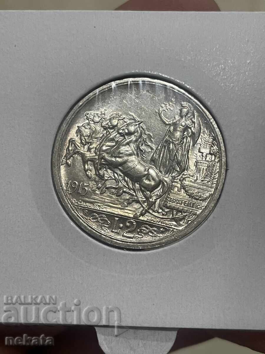 Italia 2 lire 1915 cu preț € 30.00 | 58.68 BGN