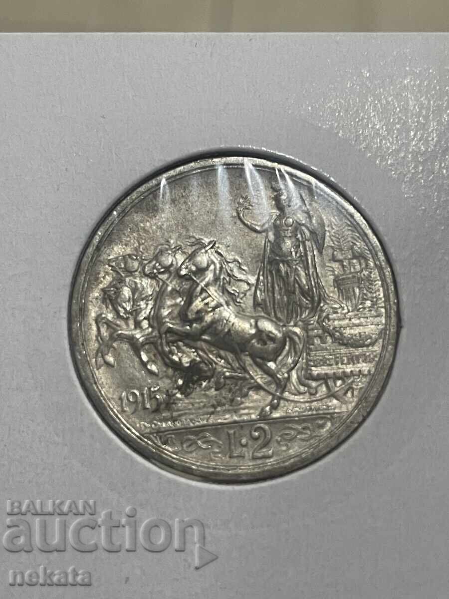 Italia 2 lire 1915 cu preț € 30.00 | 58.68 BGN