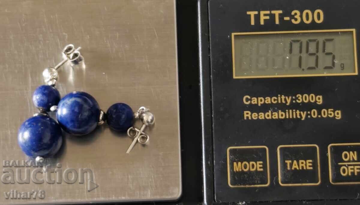Silver earrings with lapis lazuli - 6