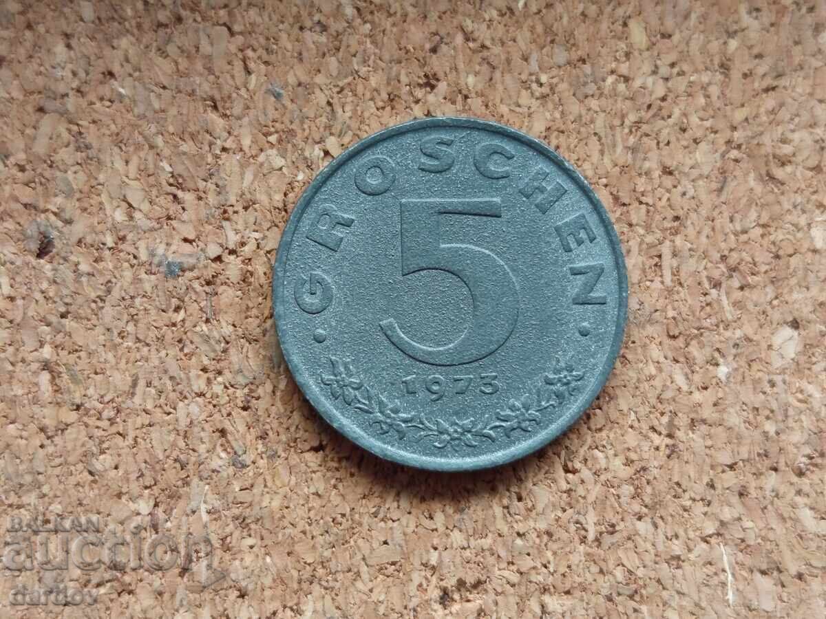 Austria 5 groși, 1973