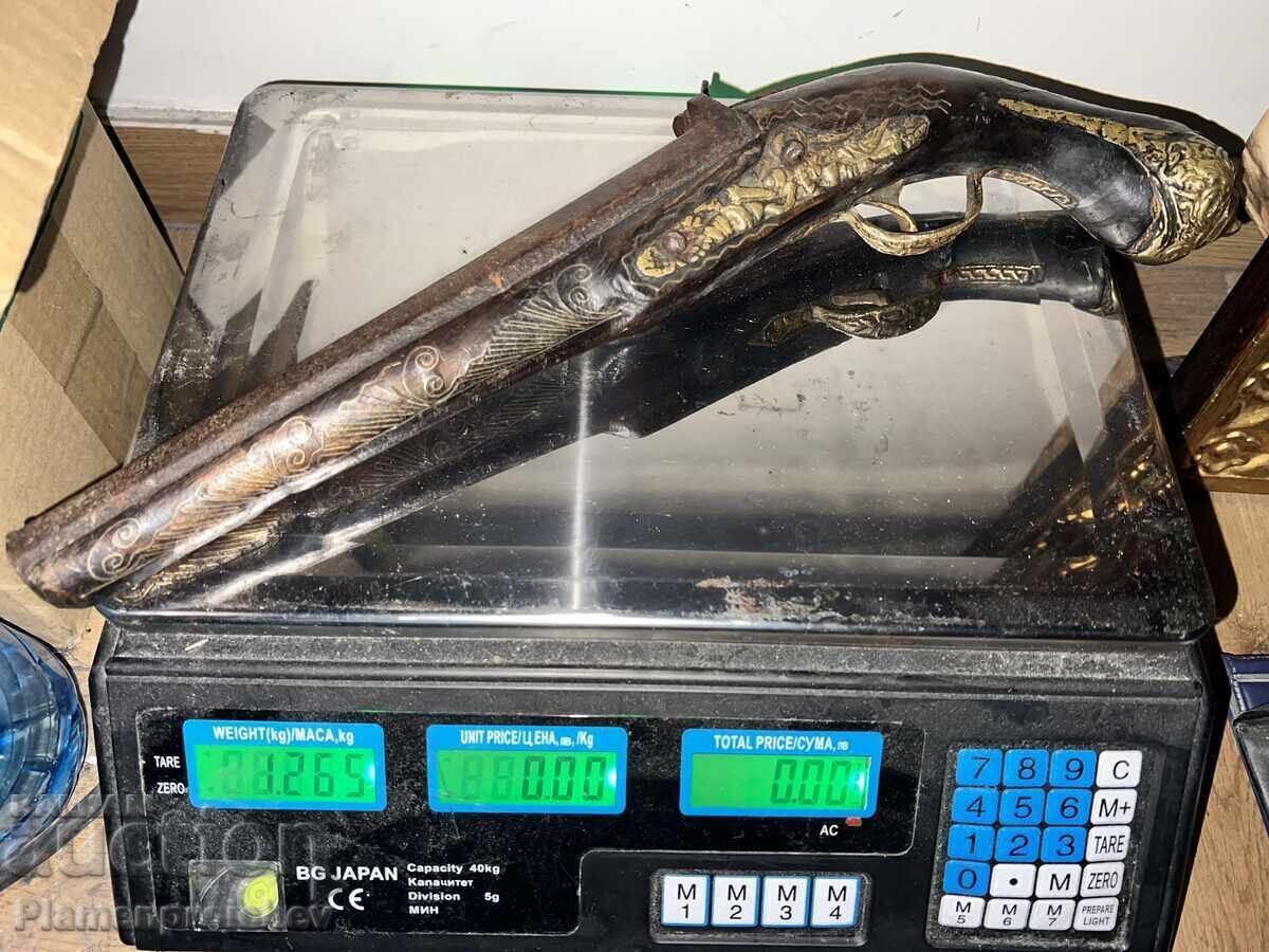 PIESĂ DE MUZEU PISTOL AUTENTIC CU CREMENE PISTOL PUȘCĂ REV - 13