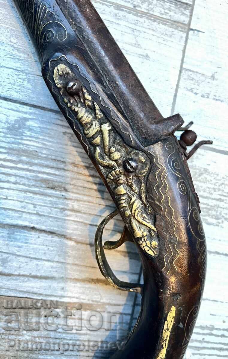 PIESĂ DE MUZEU PISTOL AUTENTIC CU CREMENE PISTOL PUȘCĂ REV - 8