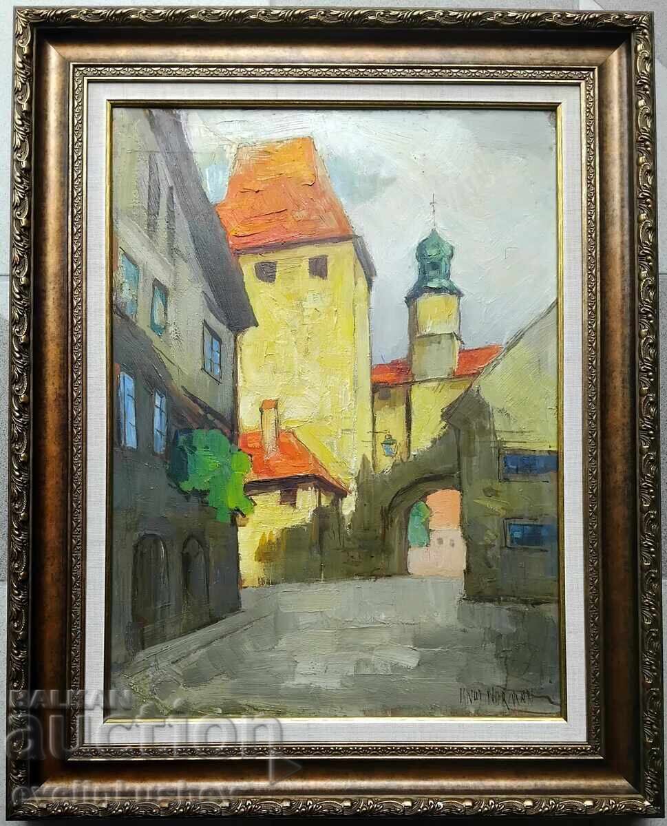 Pictură în ulei de Knut Norman realizată pe placaj (fașer) - 5