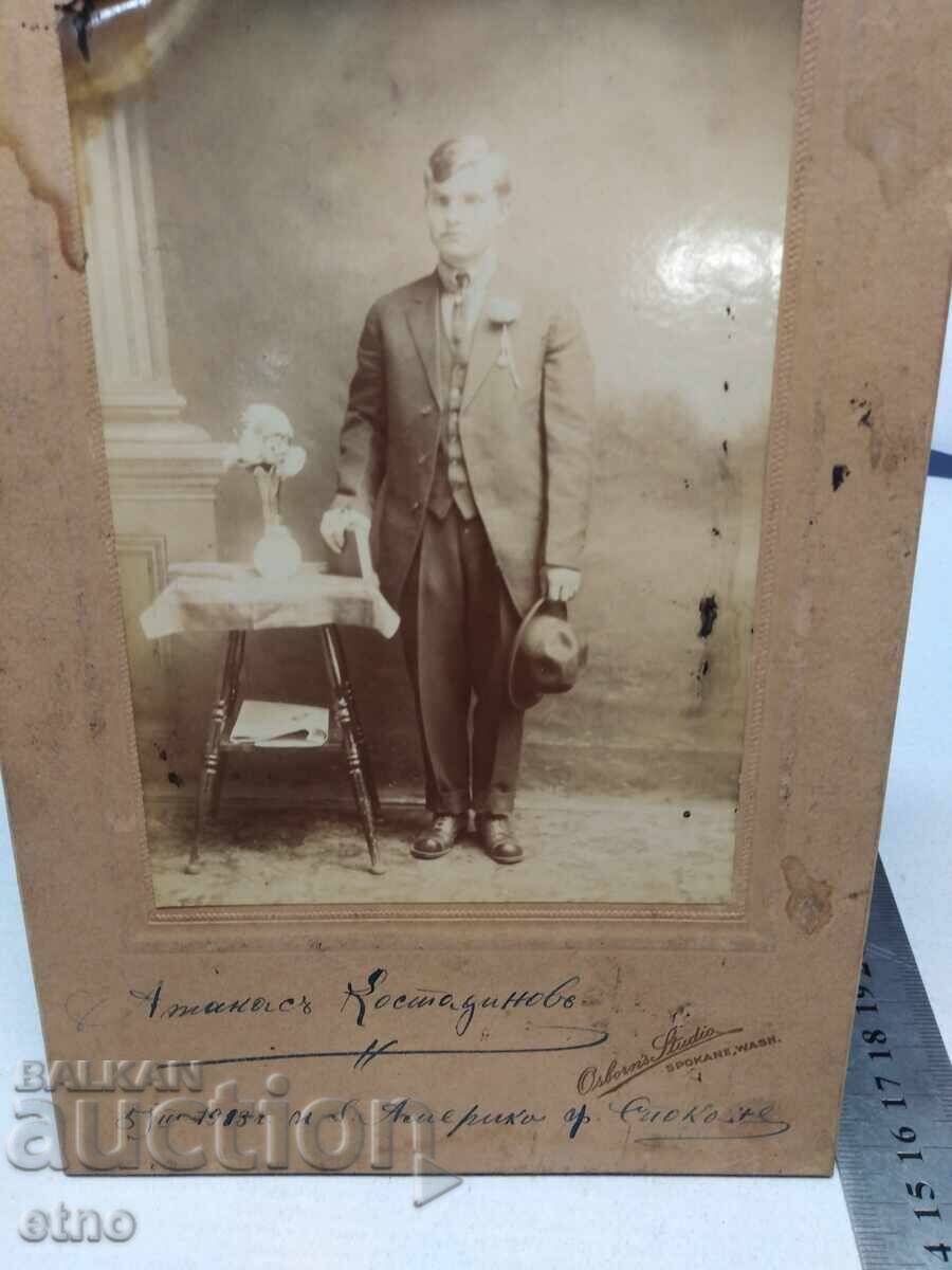 1913 g. FOTOGRAFIE REGALĂ, CARTON, BULGAR ÎN AMERICA cu preț € 0.01 | 0.02 BGN