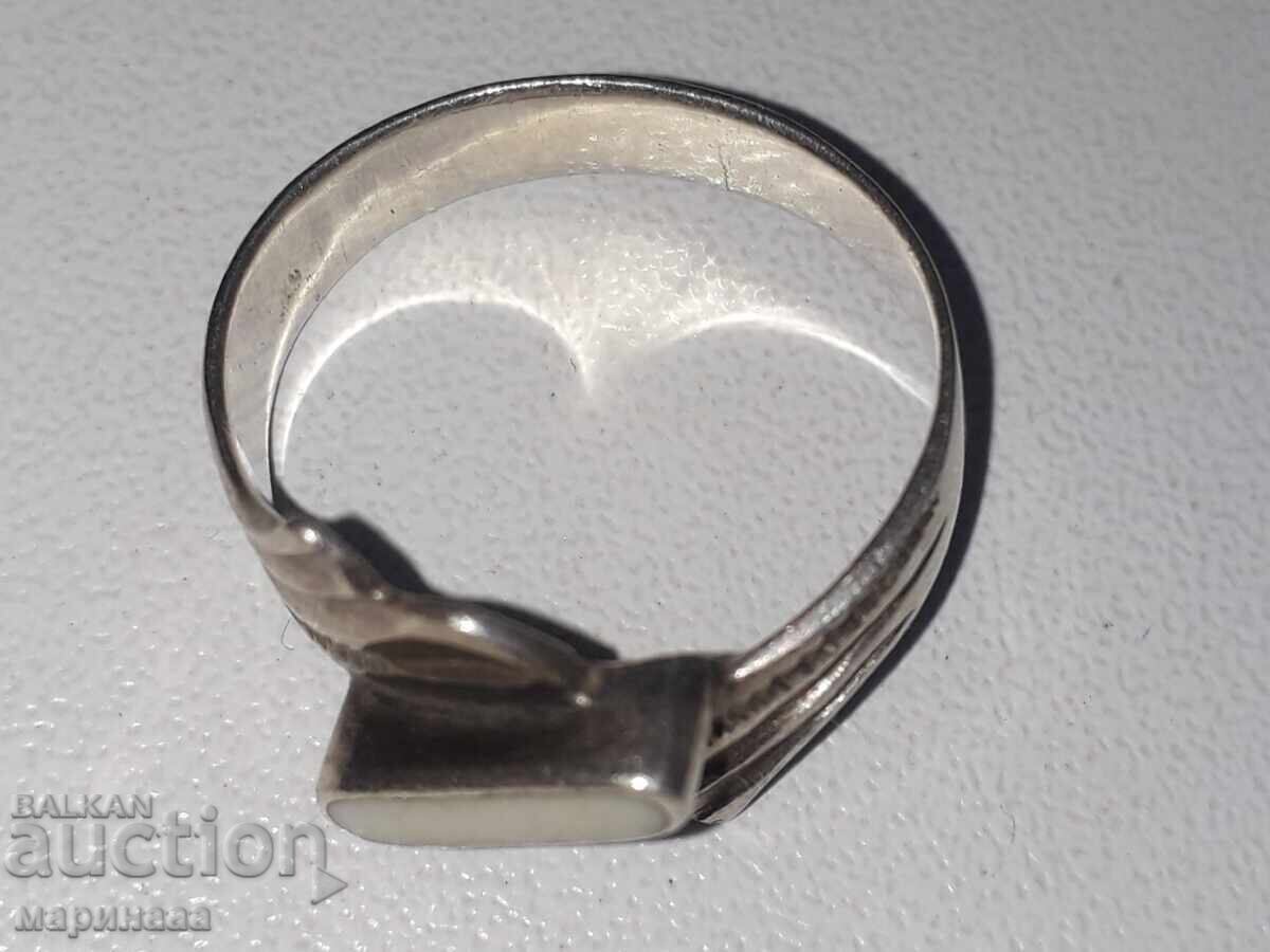 Auction  OLD RING. 925 SILVER, MOTHER OF PEARL