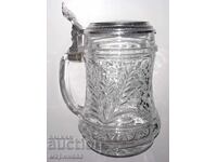 MASSIVE BEER MUG. GLASS, ZINC. GERMANY