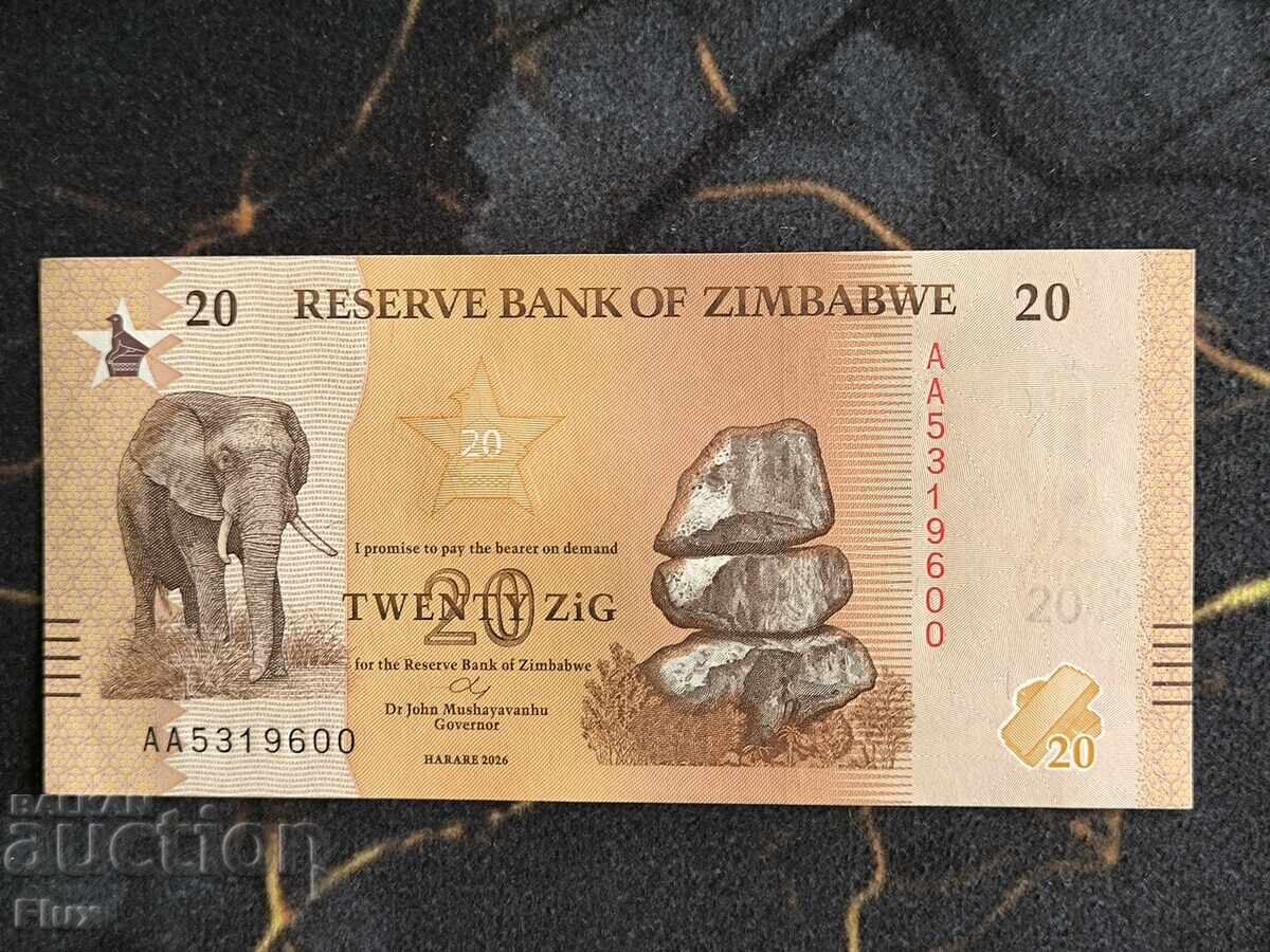Bancnotă - Zimbabwe - 20 ZiG UNC | 2026