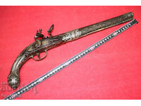 Ottoman silver flintlock pistol with coral, flintlock