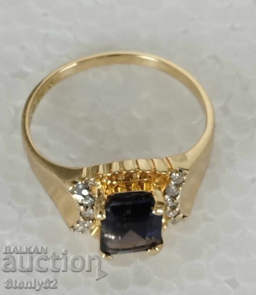 Licitație Inel de aur damă 14k 3.16 gr. cu piatră safir