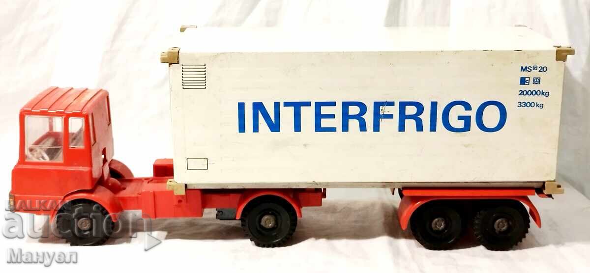 Jucărie germană veche, camion cu remorcă